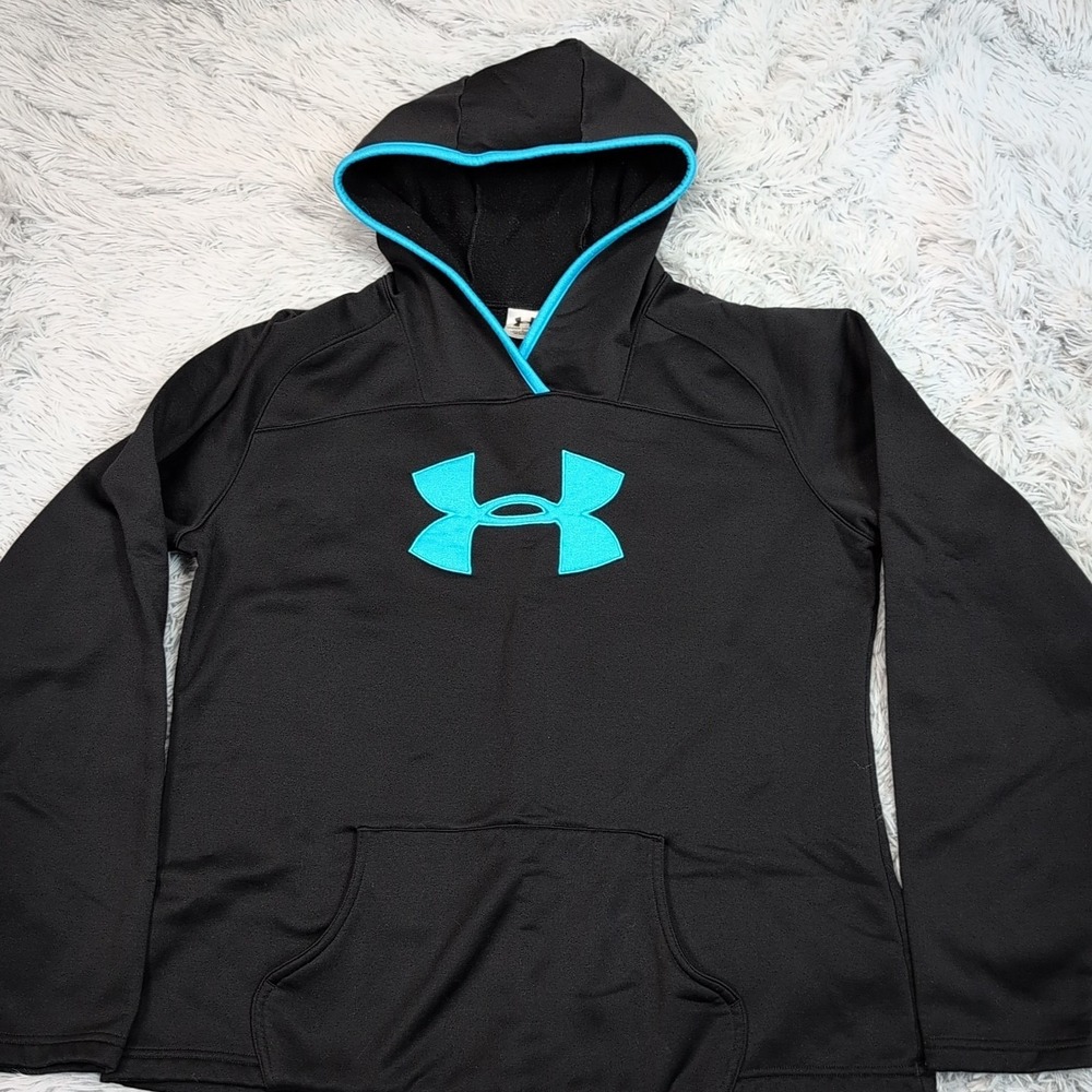 Under Armour Womans Black Hoodie with Blue Logo